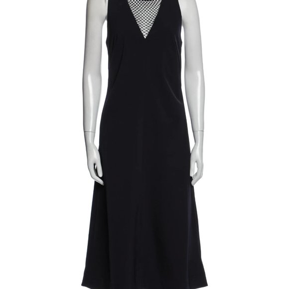 NOMIA Crossback Insert Midi Dress NWT Sz 4 Blue Mesh Square Neck PROM Formal … - Picture 1 of 7